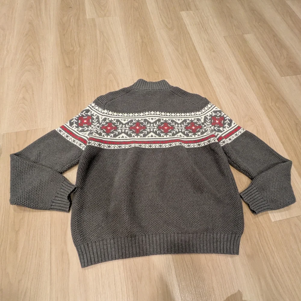 Izod Quarter Zip Grey Sweater Pullover Size L